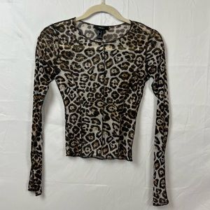 Sheer Leopard Print Top Size S